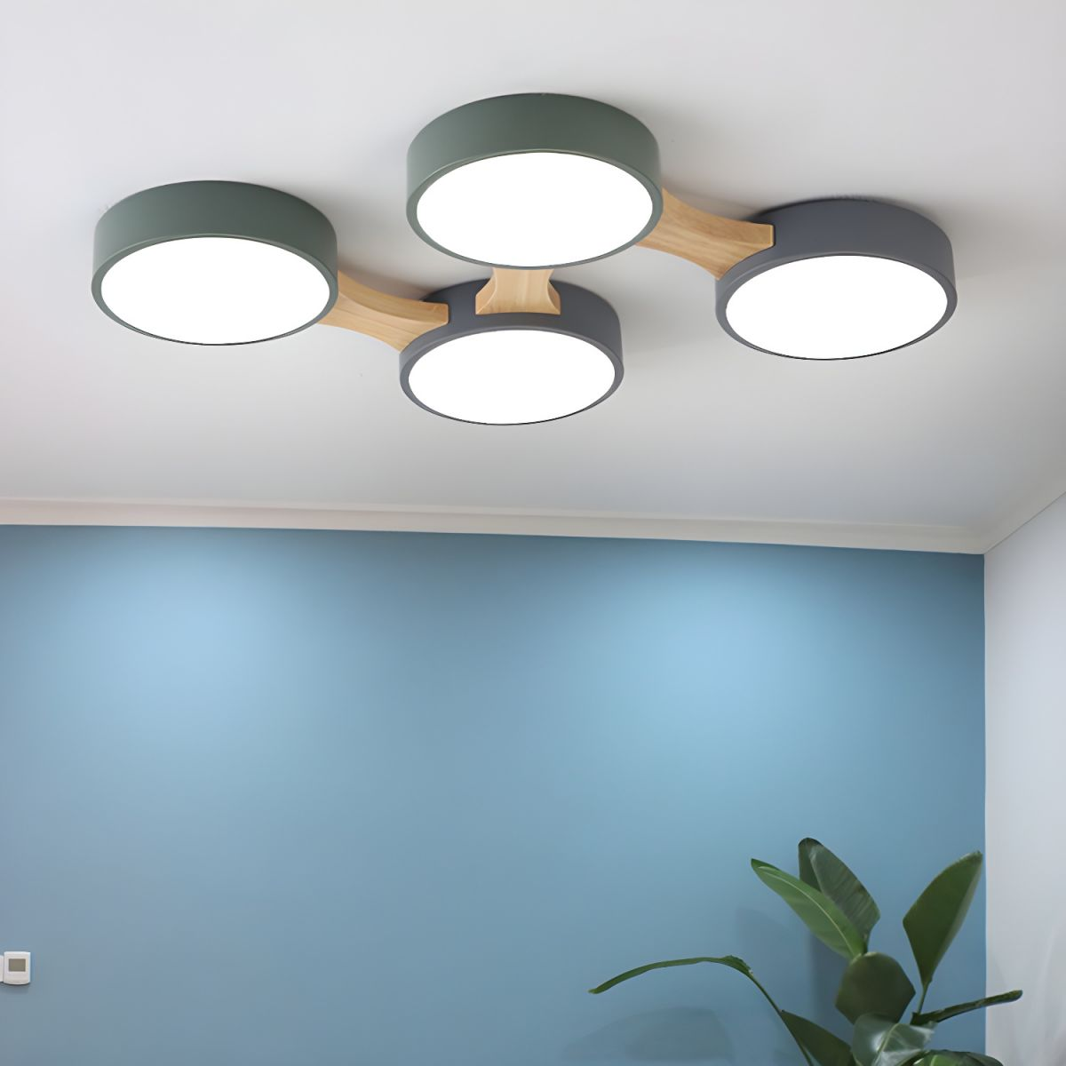 Lámpara de Techo LED Moderna Minimalista para Dormitorio, Iluminación Eficiente y Diseño Elegante, Materiales de Hierro y Madera 2