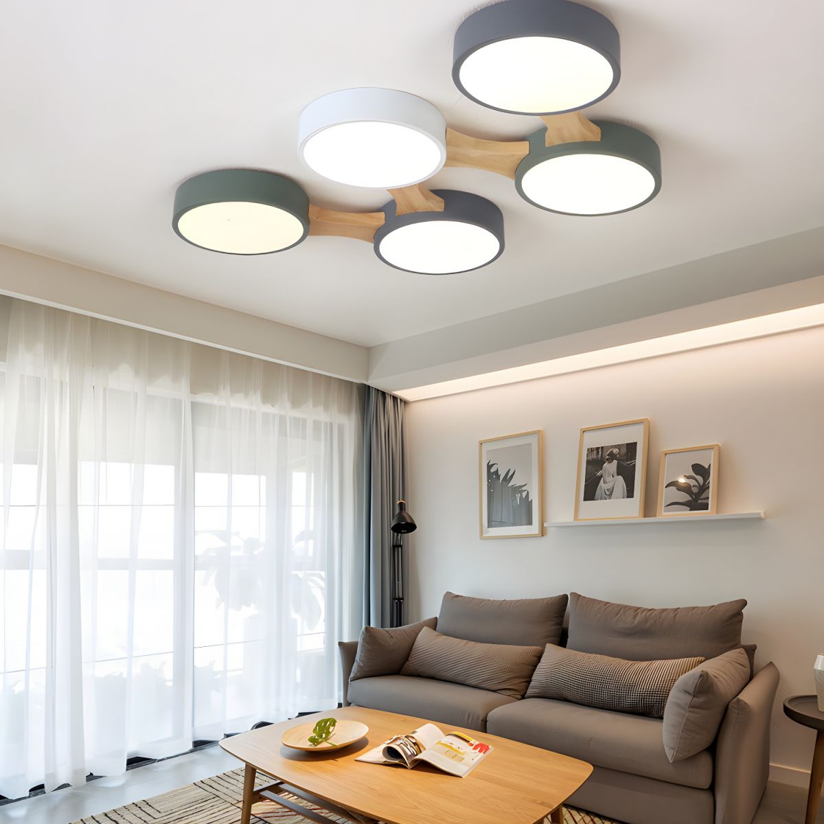 Lámpara de Techo LED Moderna Minimalista para Dormitorio, Iluminación Eficiente y Diseño Elegante, Materiales de Hierro y Madera 3