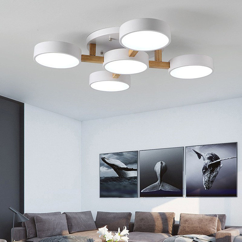 Lámpara de Techo LED Moderna de Hierro y Madera para Dormitorio – Diseño Geométrico 10