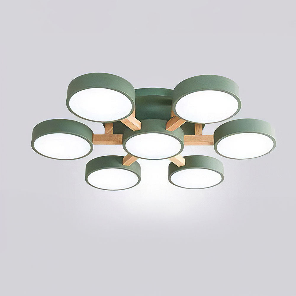 Lámpara de Techo LED Moderna de Hierro y Madera para Dormitorio – Diseño Geométrico 12