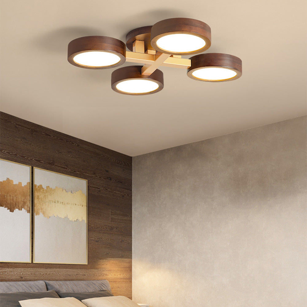 Lámpara de Techo LED Moderna de Hierro y Madera para Dormitorio – Diseño Geométrico 14