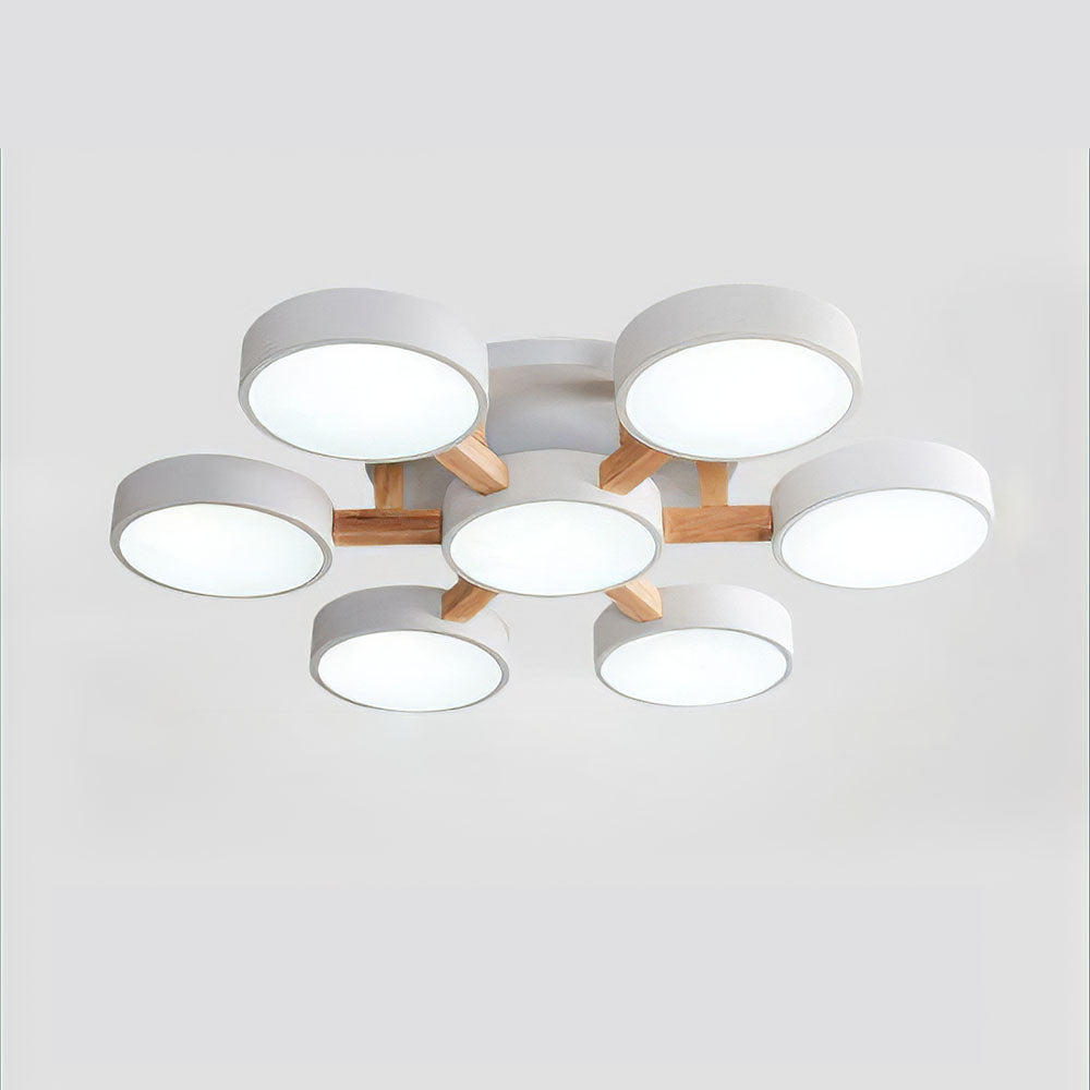 Lámpara de Techo LED Moderna de Hierro y Madera para Dormitorio – Diseño Geométrico 19