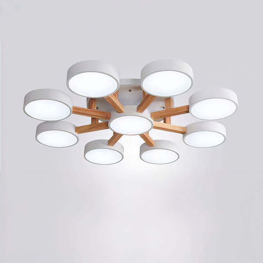 Lámpara de Techo LED Moderna de Hierro y Madera para Dormitorio – Diseño Geométrico 20