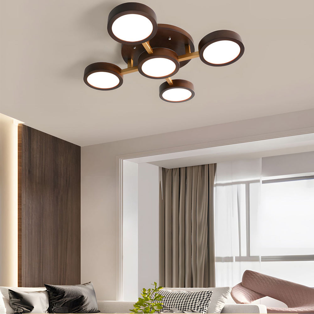 Lámpara de Techo LED Moderna de Hierro y Madera para Dormitorio – Diseño Geométrico 24