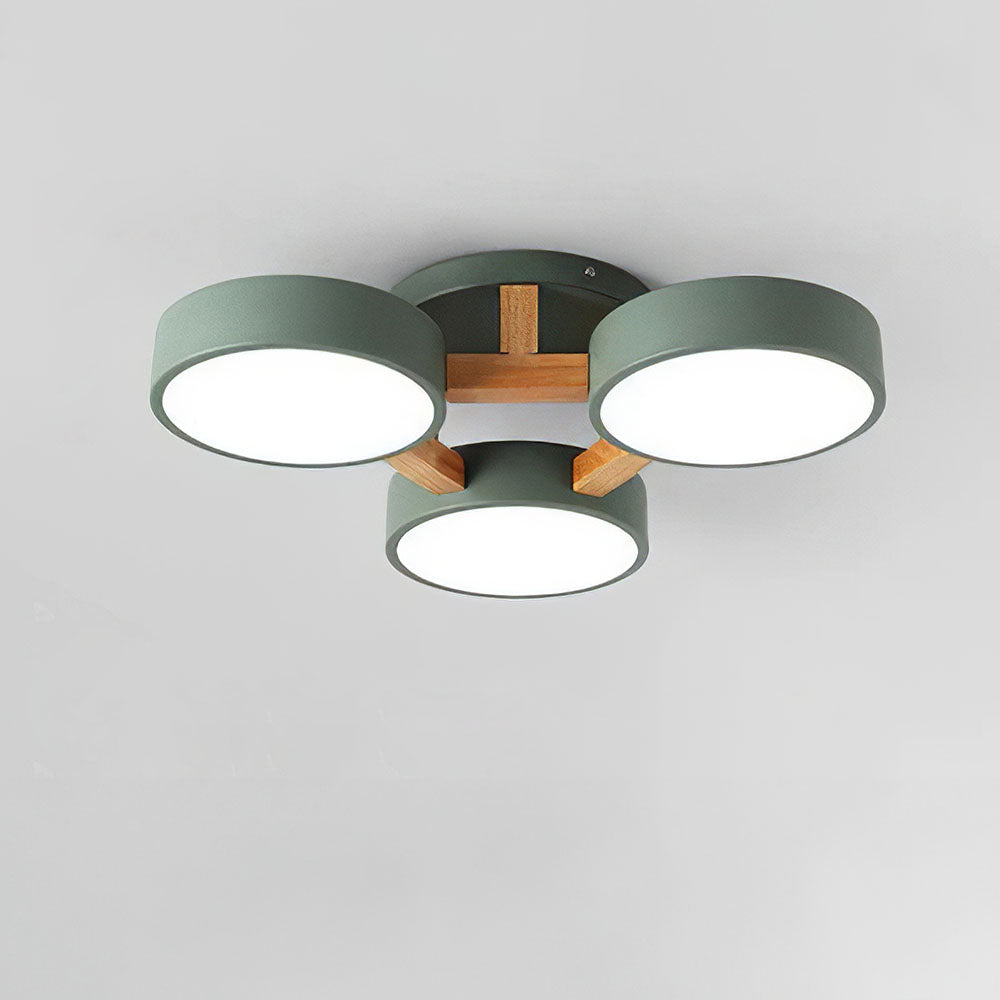 Lámpara de Techo LED Moderna de Hierro y Madera para Dormitorio – Diseño Geométrico 4