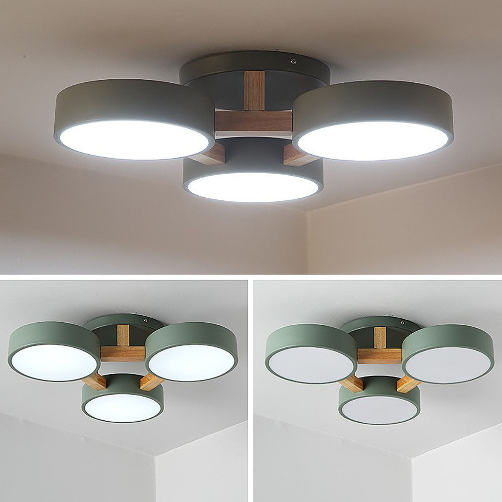 Lámpara de Techo LED Moderna de Hierro y Madera para Dormitorio – Diseño Geométrico 5