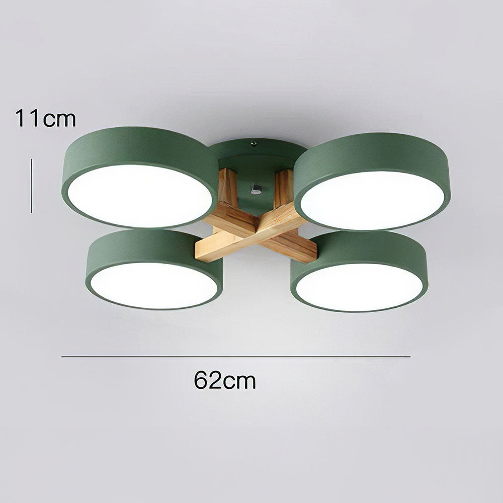 Lámpara de Techo LED Moderna de Hierro y Madera para Dormitorio – Diseño Geométrico 8