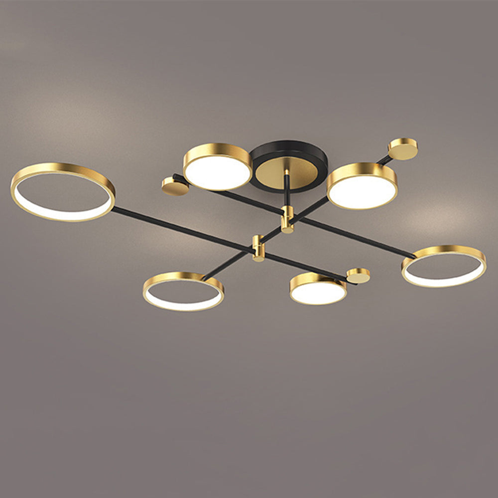 Lámpara de Techo LED Moderna en Forma de Anillos Dorados para Sala de Estar 5