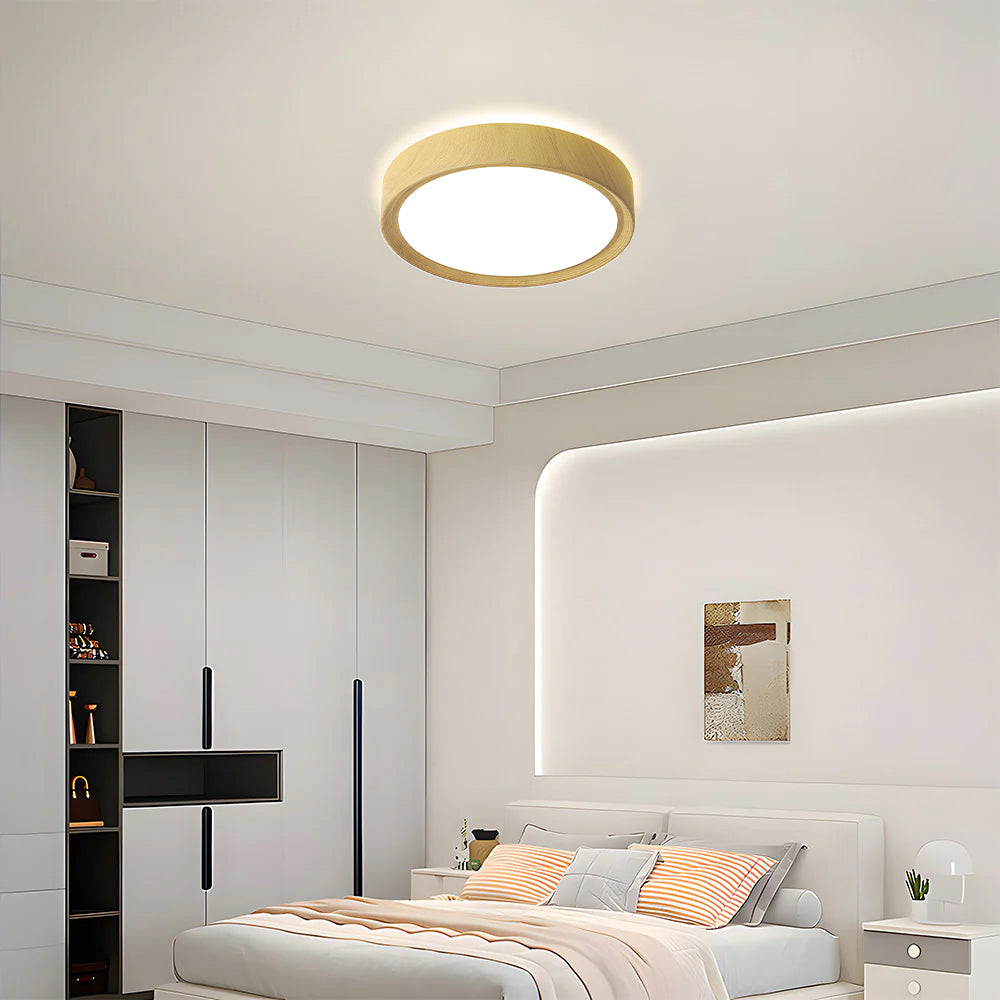 Lámpara de Techo LED Redonda Minimalista de Hierro y Madera para Interiores – Disponible en 30, 40 y 50 cm 0