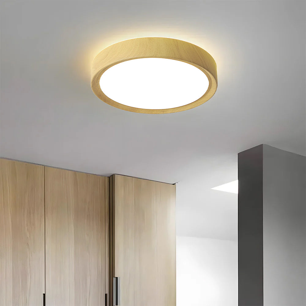 Lámpara de Techo LED Redonda Minimalista de Hierro y Madera para Interiores – Disponible en 30, 40 y 50 cm 6