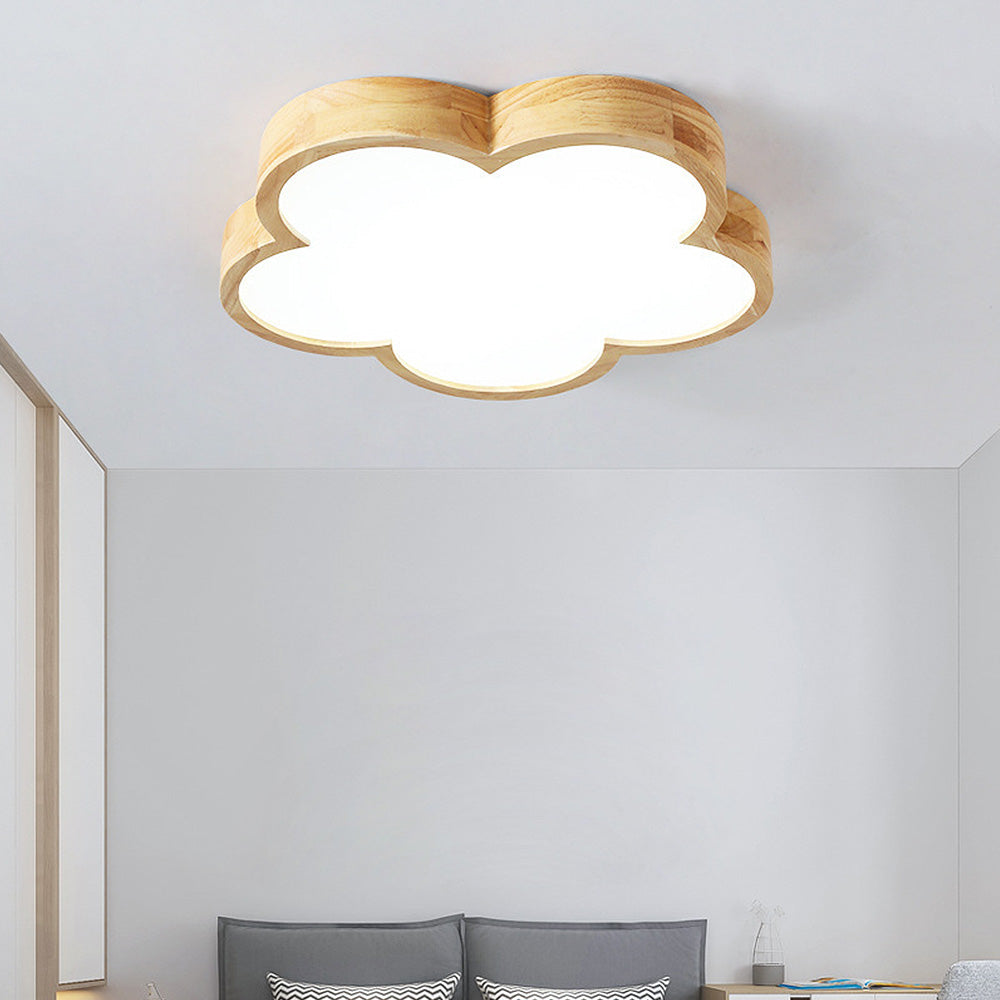 Lámpara de Techo LED Wabi-Sabi de Madera con Diseño Floral para Dormitorio y Sala de Estar 0