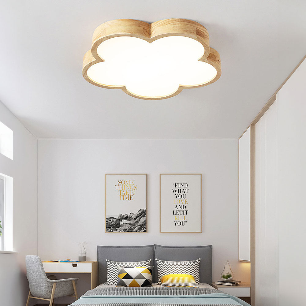 Lámpara de Techo LED Wabi-Sabi de Madera con Diseño Floral para Dormitorio y Sala de Estar 5