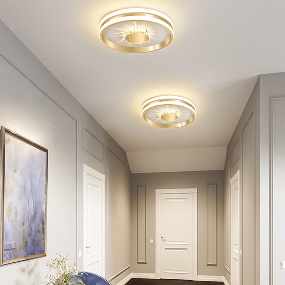 Lámpara de Techo LED de Cristal en Oro, Iluminación Moderna y Eficiente para Pasillo, 27W, Diseño Contemporáneo 2