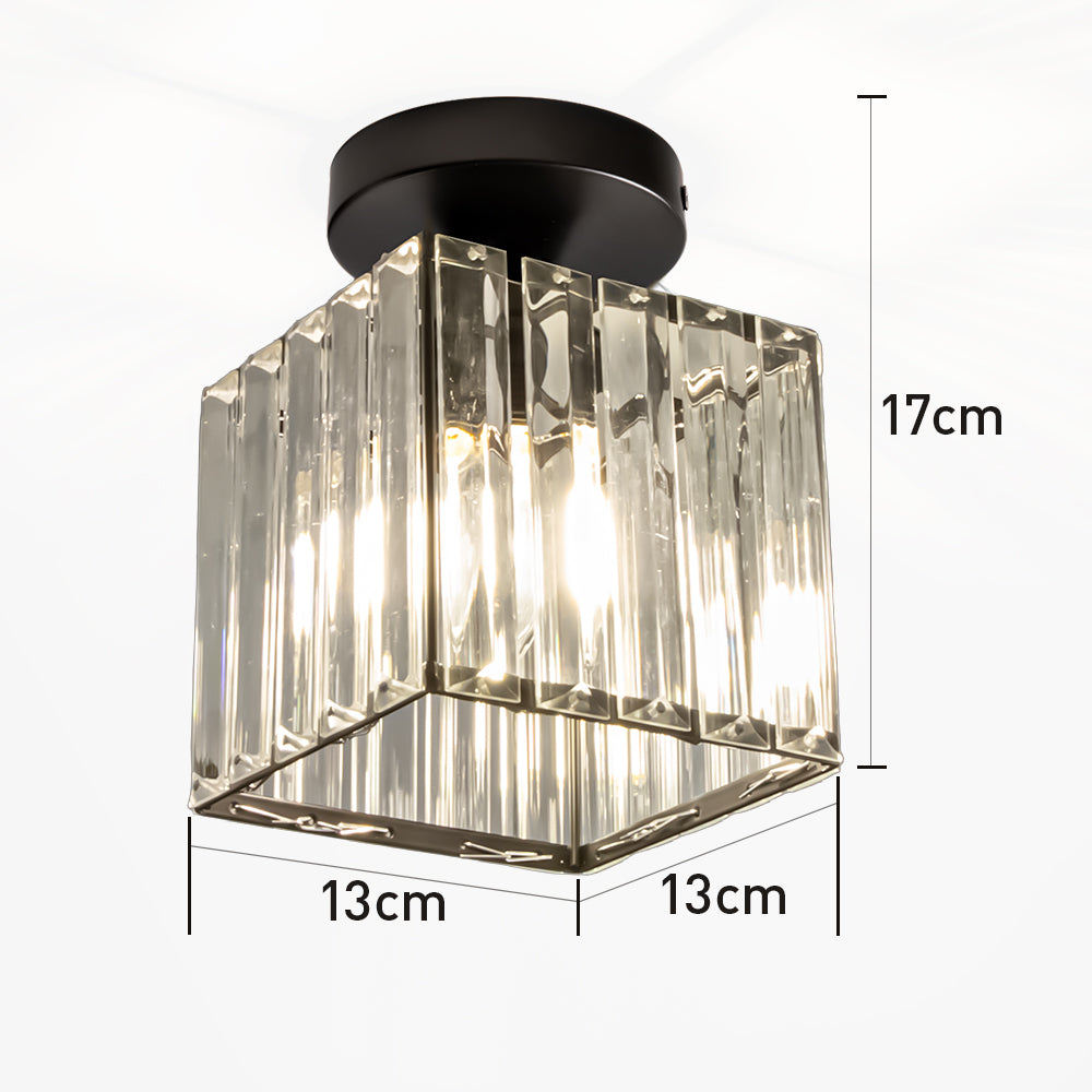 Lámpara de Techo Mini de Cristal Negra E27, 13 cm - Ideal para Espacios Pequeños y Pasillos, Plafones de Techo Elegantes 5