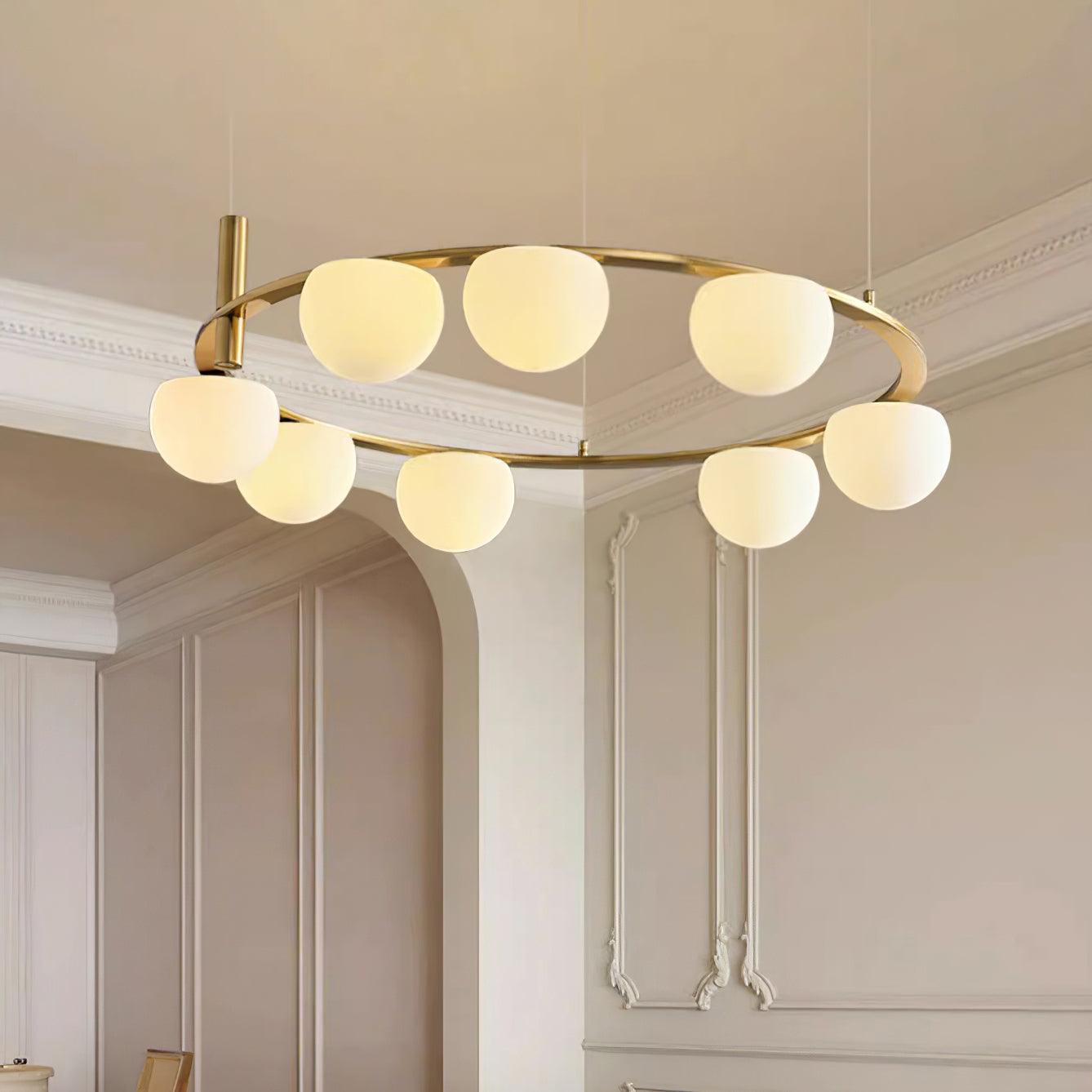 Lámpara de Techo Moderna Ceto con Pantallas de Vidrio Blanco y Estructura Metálica – Diseño Retro Elegante para Iluminación Interior 2