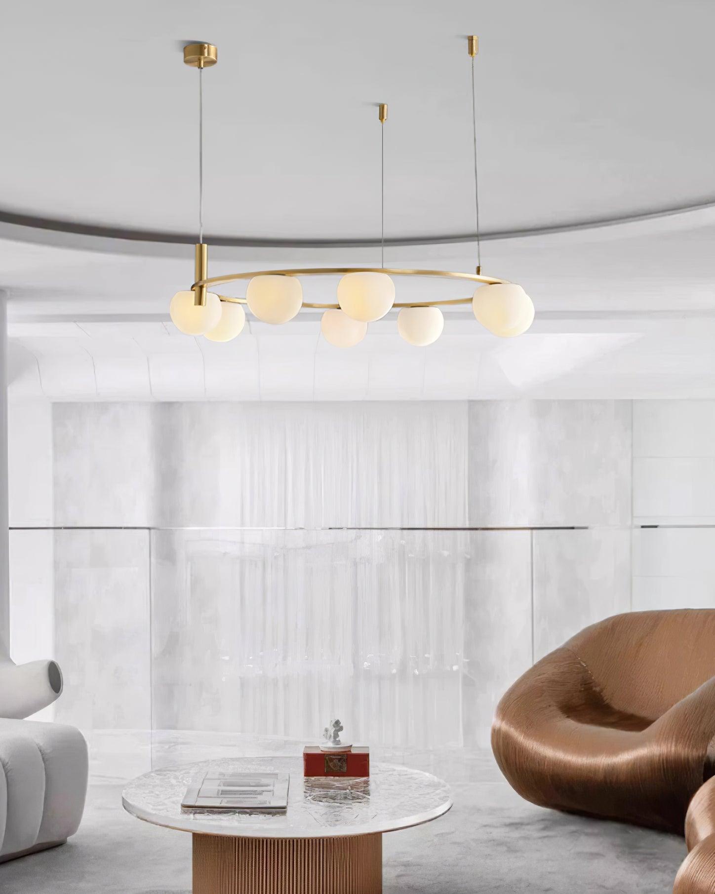 Lámpara de Techo Moderna Ceto con Pantallas de Vidrio Blanco y Estructura Metálica – Diseño Retro Elegante para Iluminación Interior 8