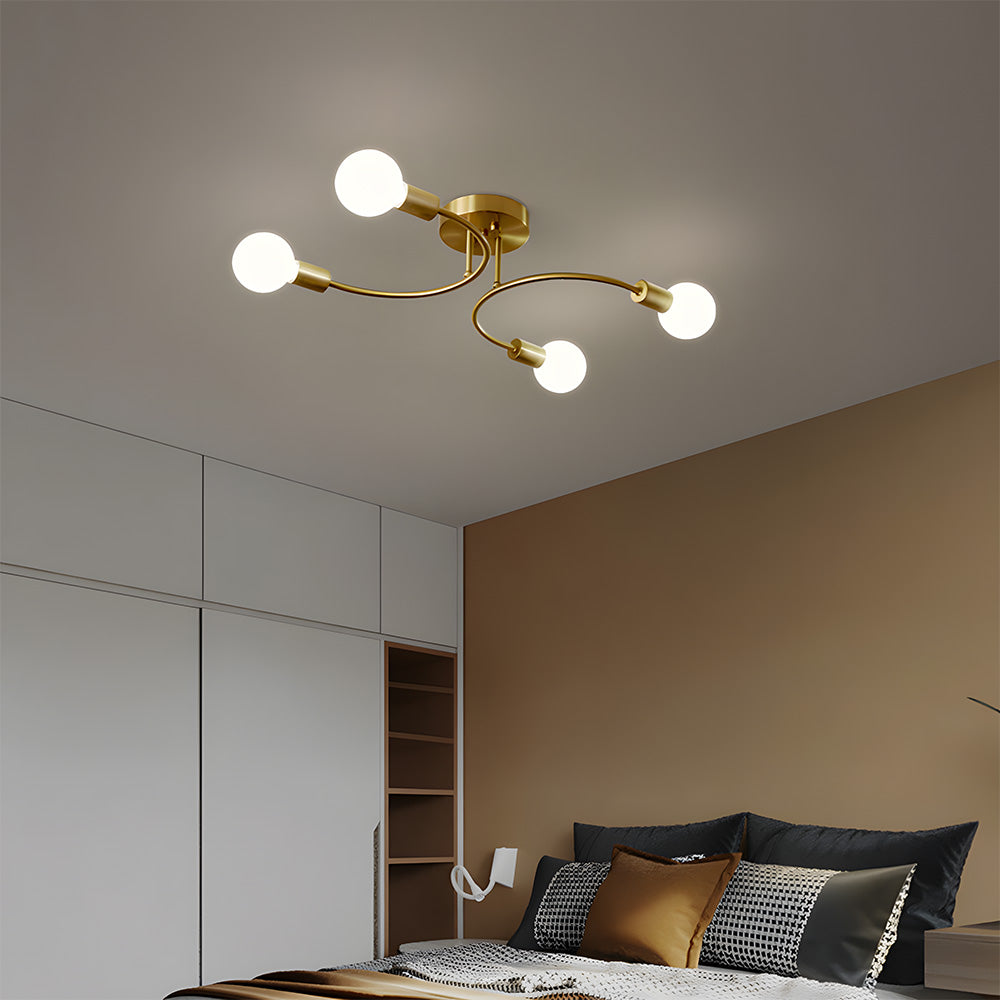 Lámpara de Techo Moderna Dorada Ajustable con Múltiples Bombillas para Dormitorio y Sala de Estar 2