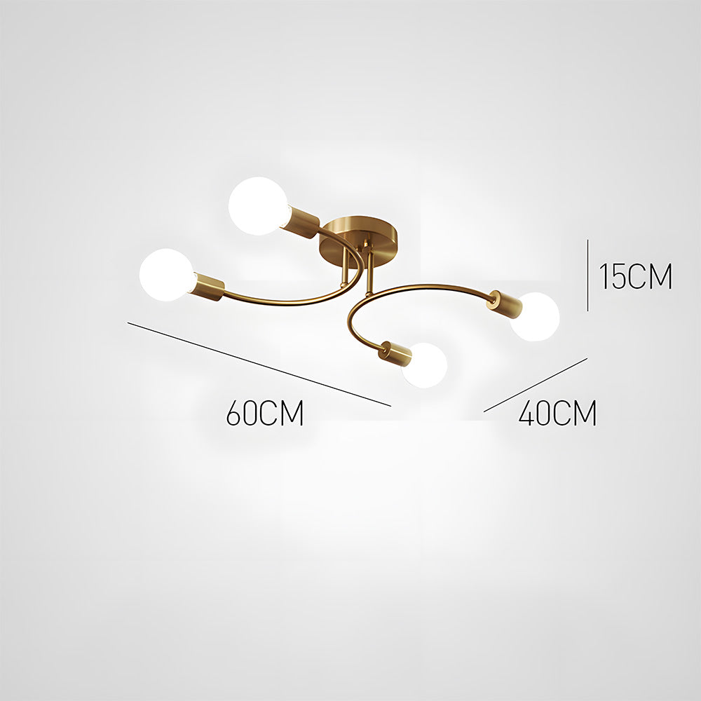 Lámpara de Techo Moderna Dorada Ajustable con Múltiples Bombillas para Dormitorio y Sala de Estar 6