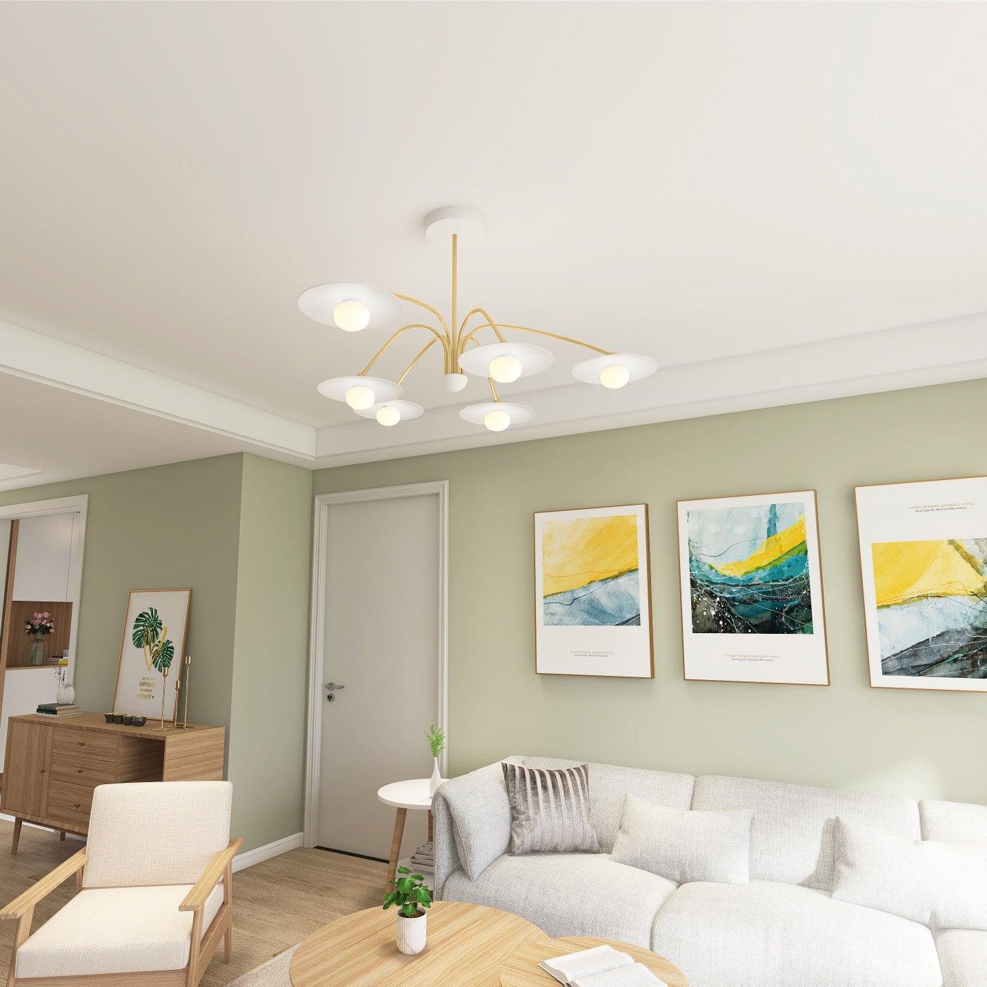 Lámpara de Techo Moderna Estilo Art Deco con Pantallas de Vidrio, 6 y 8 Cabezas, Compatible con Bombillas LED y Edison 6