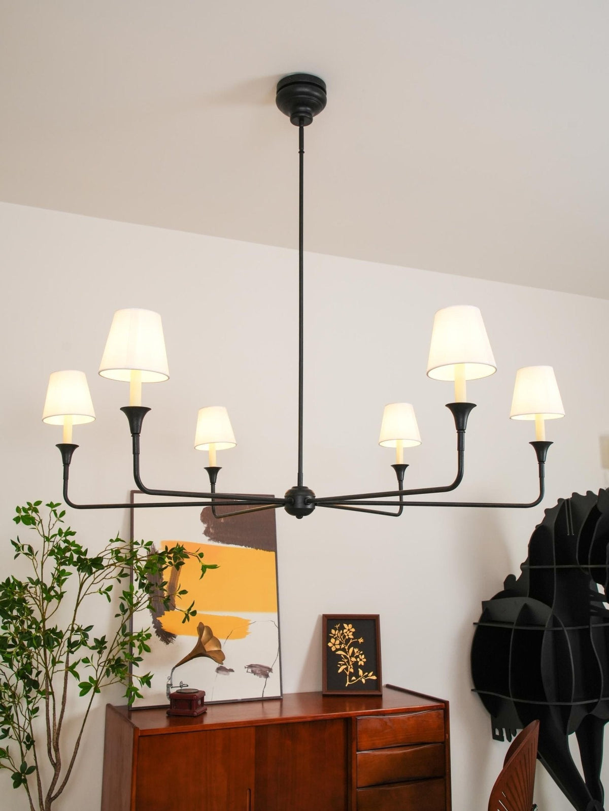 Ceyra - Lámpara de Araña Techo Moderna de Metal y Tela -  Varios Tamaños - Compatible con Bombillas LED - Diseño Elegante para Interiores