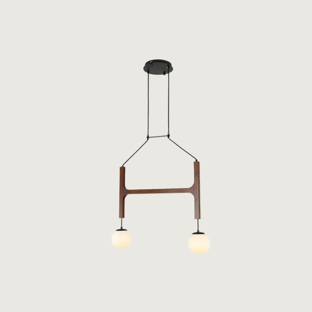 Lámpara de Techo Moderna Lunna Orb de Madera y Vidrio con 6 Esferas de Luz, Ideal para Iluminación Interior 0