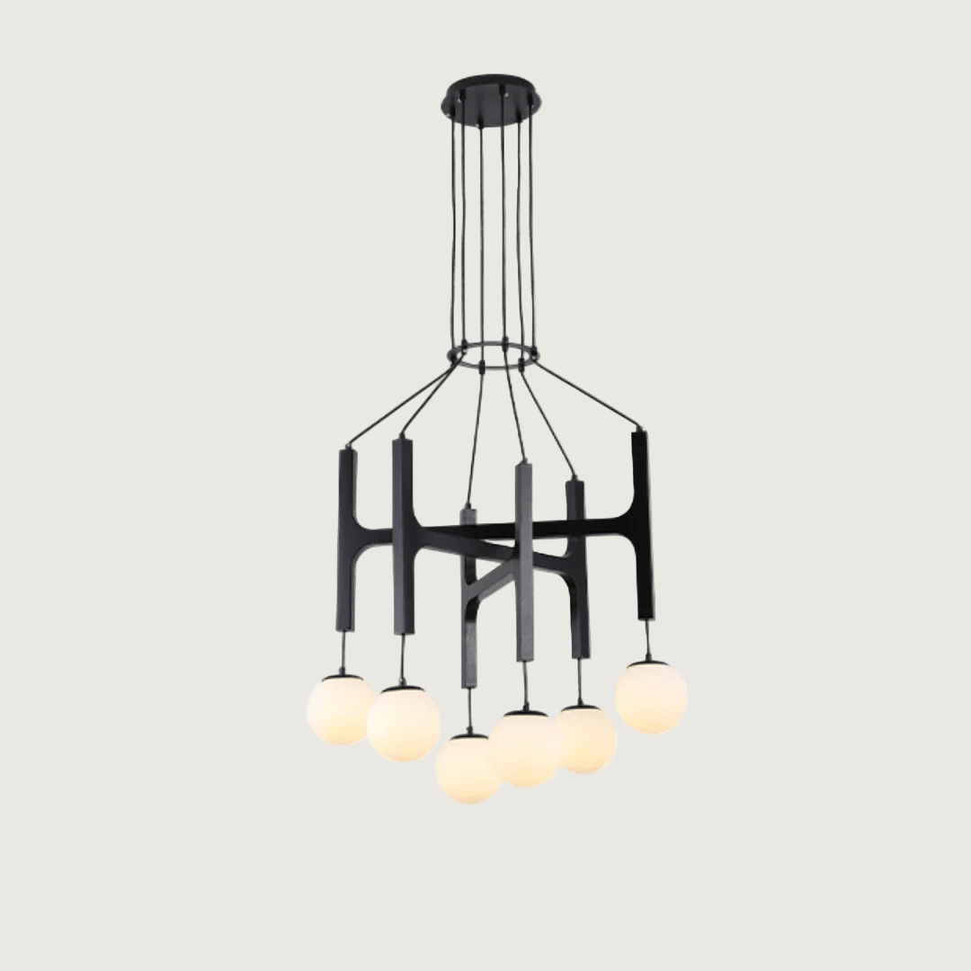 Lámpara de Techo Moderna Lunna Orb de Madera y Vidrio con 6 Esferas de Luz, Ideal para Iluminación Interior 11