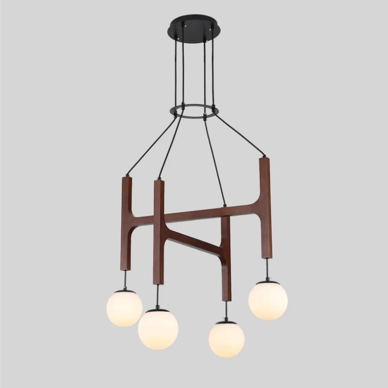 Lámpara de Techo Moderna Lunna Orb de Madera y Vidrio con 6 Esferas de Luz, Ideal para Iluminación Interior 7