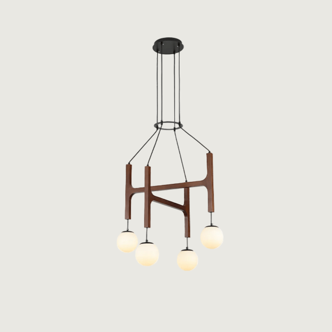Lámpara de Techo Moderna Lunna Orb de Madera y Vidrio con 6 Esferas de Luz, Ideal para Iluminación Interior 9