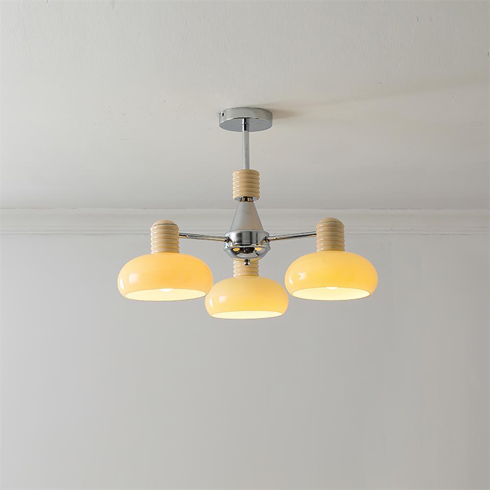 Lámpara de Techo Moderna Persimón de 3 Cabezas con Pantallas de Vidrio Beige para Comedores y Salas de Estar 0