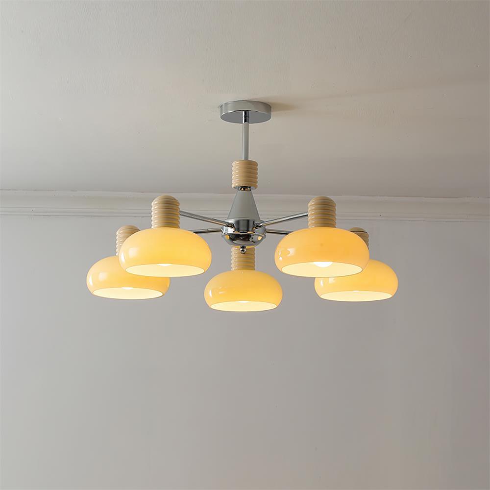 Lámpara de Techo Moderna Persimón de 3 Cabezas con Pantallas de Vidrio Beige para Comedores y Salas de Estar 10