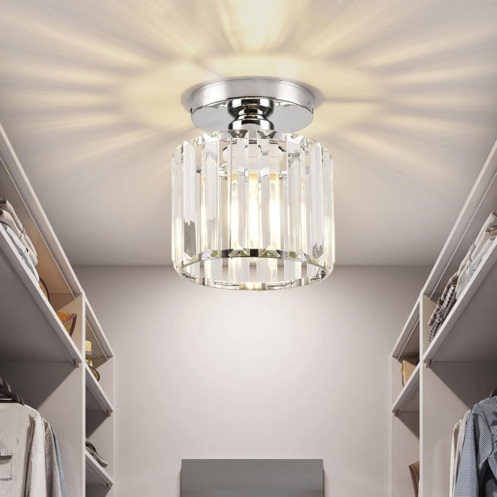 Lámpara de Techo Moderna con Pantalla de Cristal Estriado – Diseño Semi Flush 12