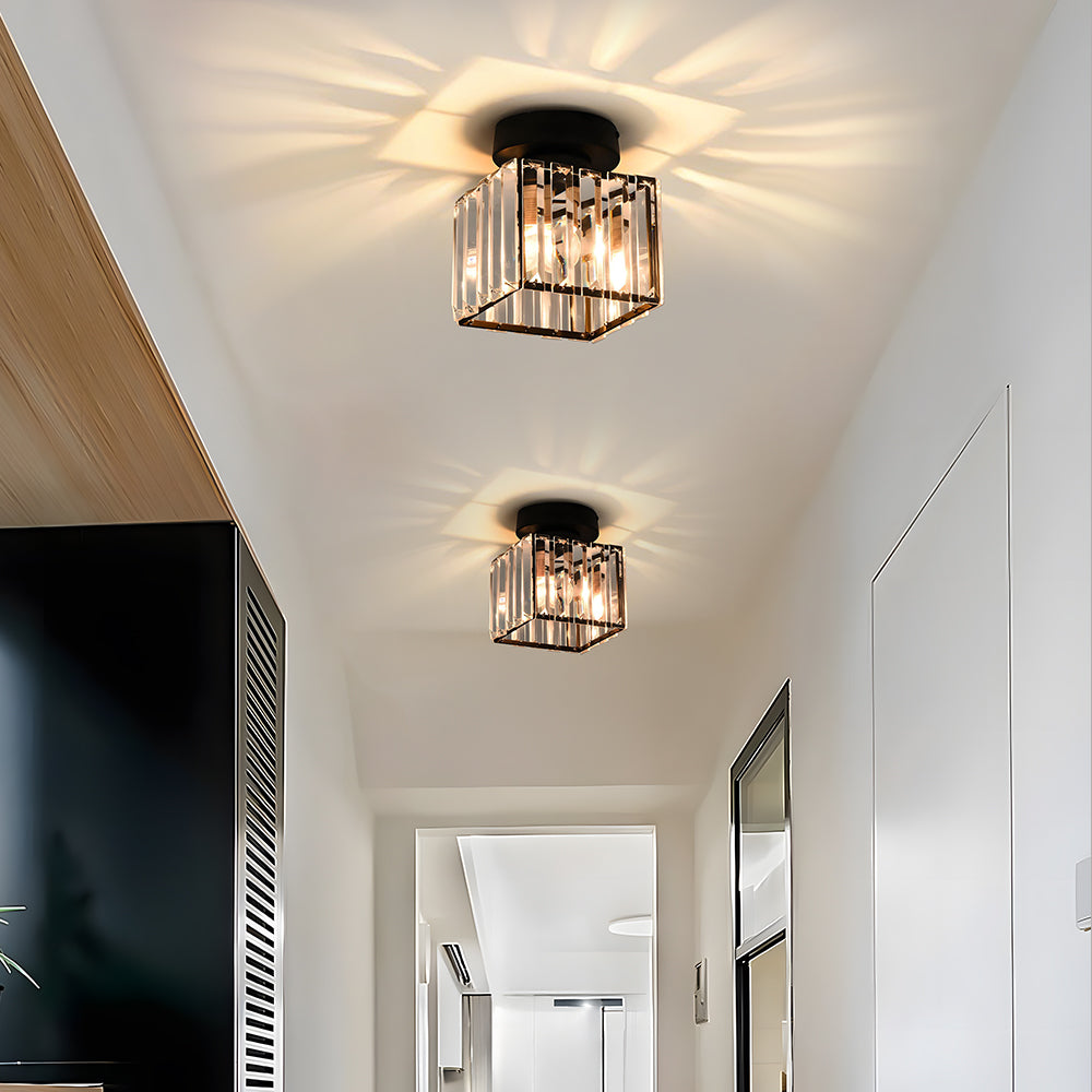 Lámpara de Techo Moderna con Pantalla de Cristal Estriado – Diseño Semi Flush 3