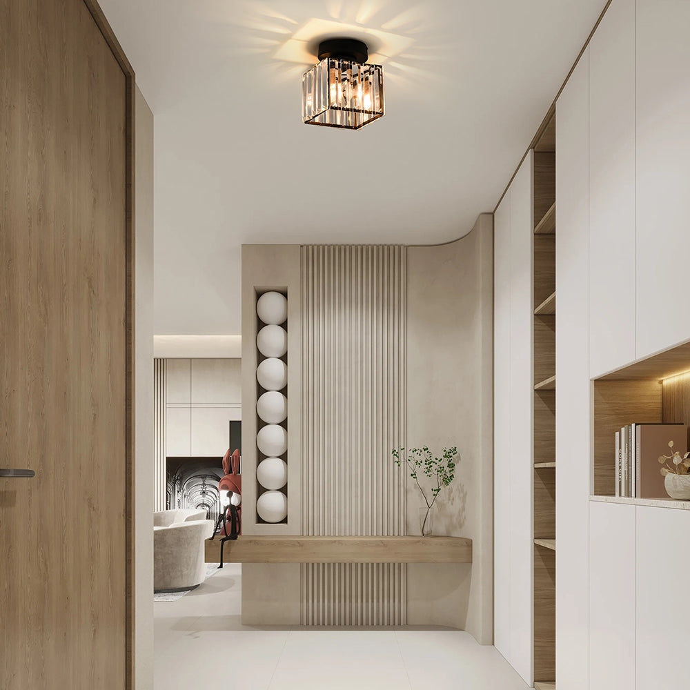 Lámpara de Techo Moderna con Pantalla de Cristal Estriado – Diseño Semi Flush 5