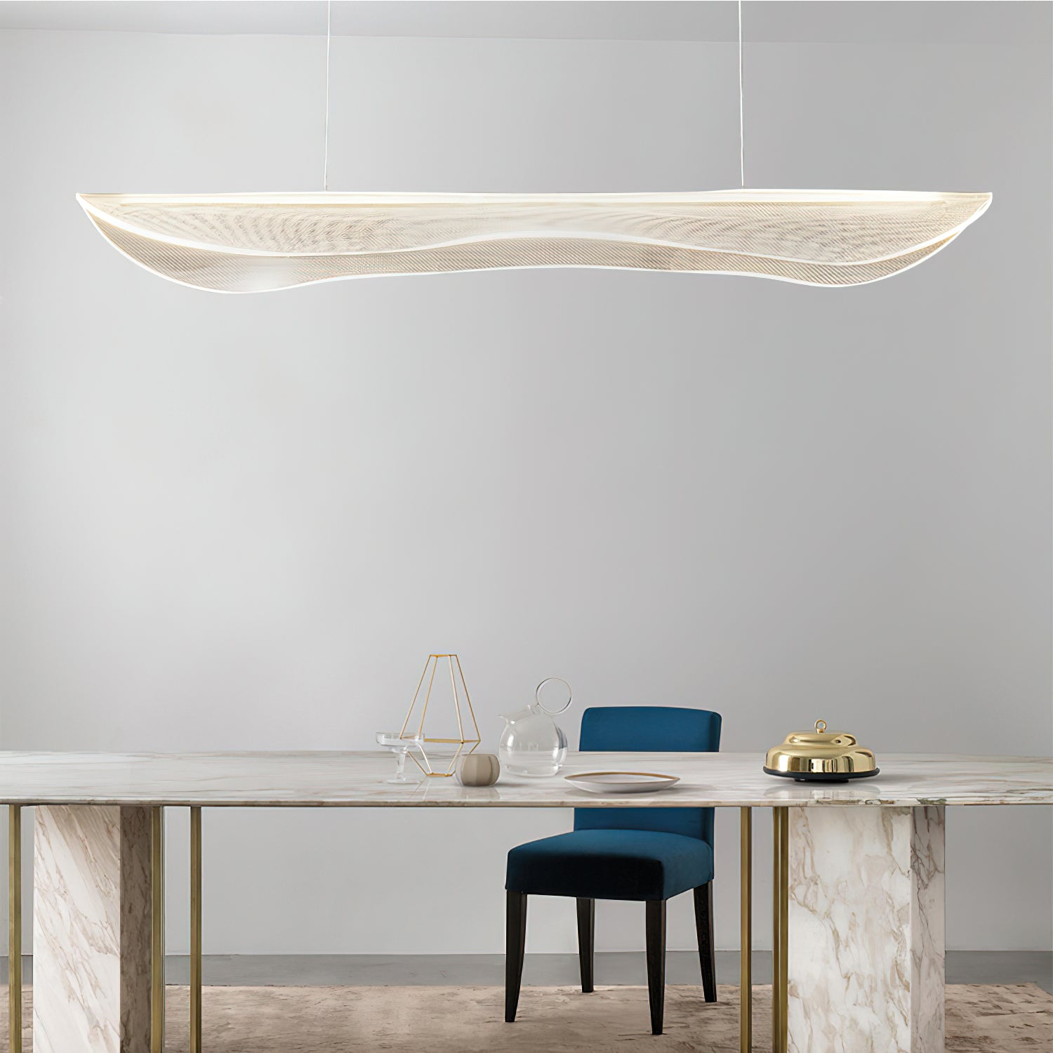 Lámpara de Techo Moderna de Acrílico y Aluminio para Comedor - Diseño Elegante y Versátil, 100-150cm, Luz Cálida, Neutra y Fría 3