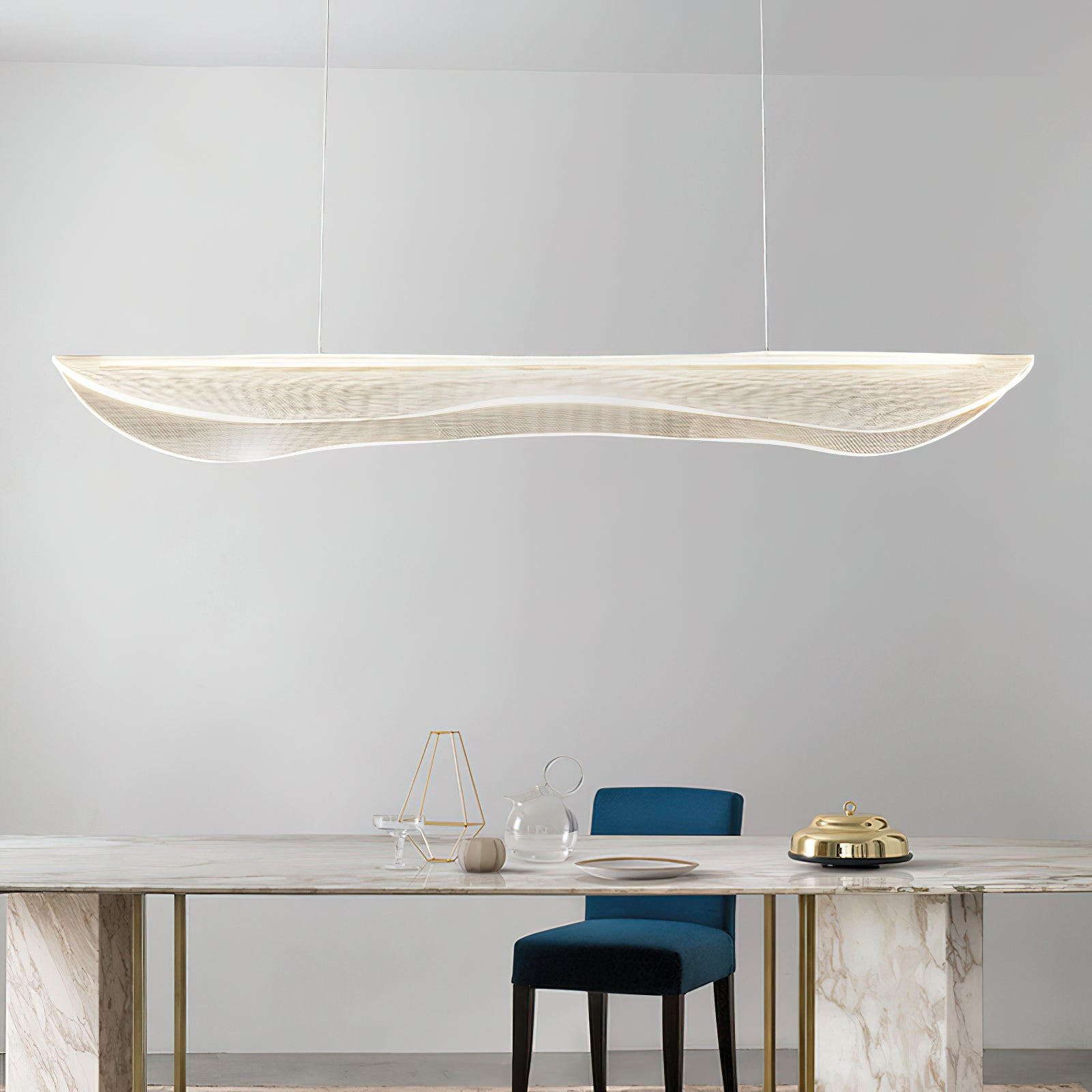 Lámpara de Techo Moderna de Acrílico y Aluminio para Comedor - Diseño Elegante y Versátil, 100-150cm, Luz Cálida, Neutra y Fría 7