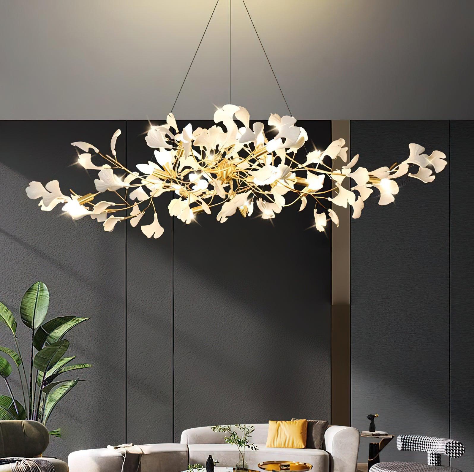 Lámpara de Techo Moderna de Cerámica y Latón con Diseño de Hojas de Ginkgo para Comedor - Varios Colores y Tamaños Disponibles 2
