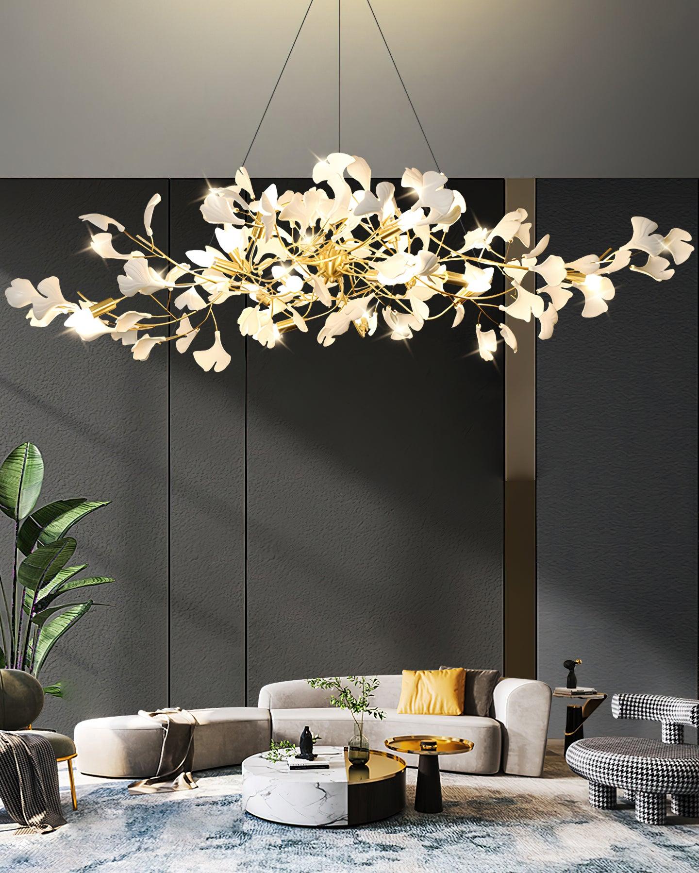 Lámpara de Techo Moderna de Cerámica y Latón con Diseño de Hojas de Ginkgo para Comedor - Varios Colores y Tamaños Disponibles 5