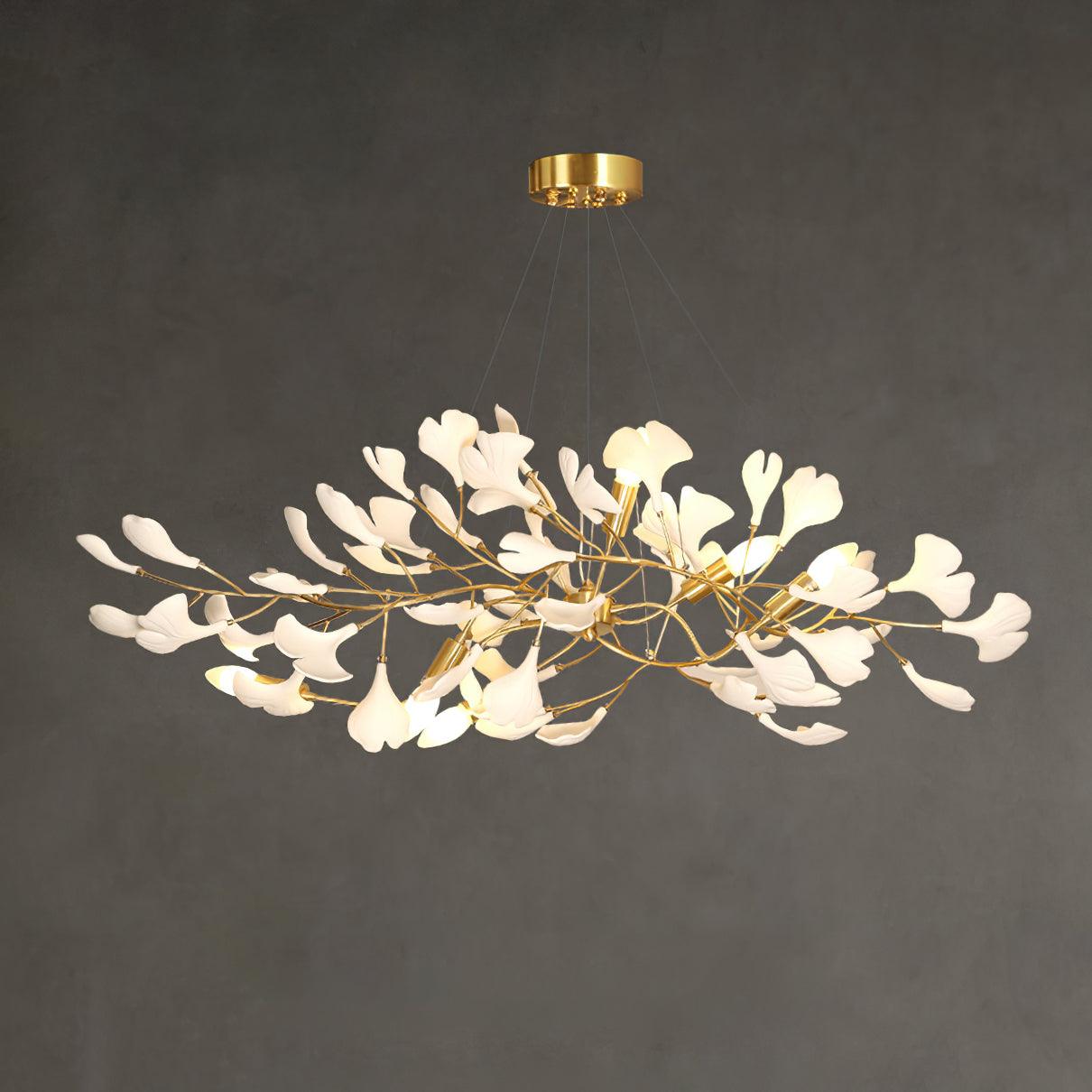 Lámpara de Techo Moderna de Cerámica y Latón con Diseño de Hojas de Ginkgo para Comedor - Varios Colores y Tamaños Disponibles 6
