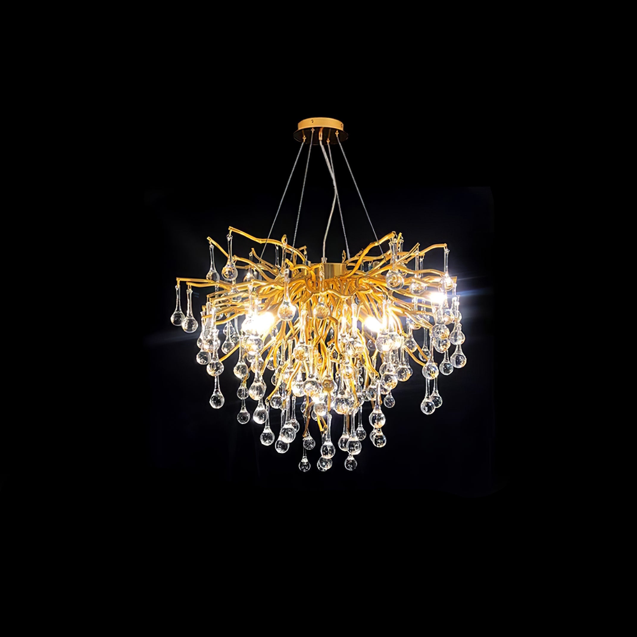 Lámpara de Techo Moderna de Cristal Teardrop con Acabado en Oro y Luz LED – Varios Tamaños Disponibles 0