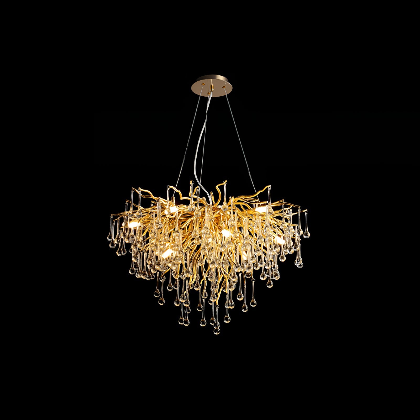 Lámpara de Techo Moderna de Cristal Teardrop con Acabado en Oro y Luz LED – Varios Tamaños Disponibles 14