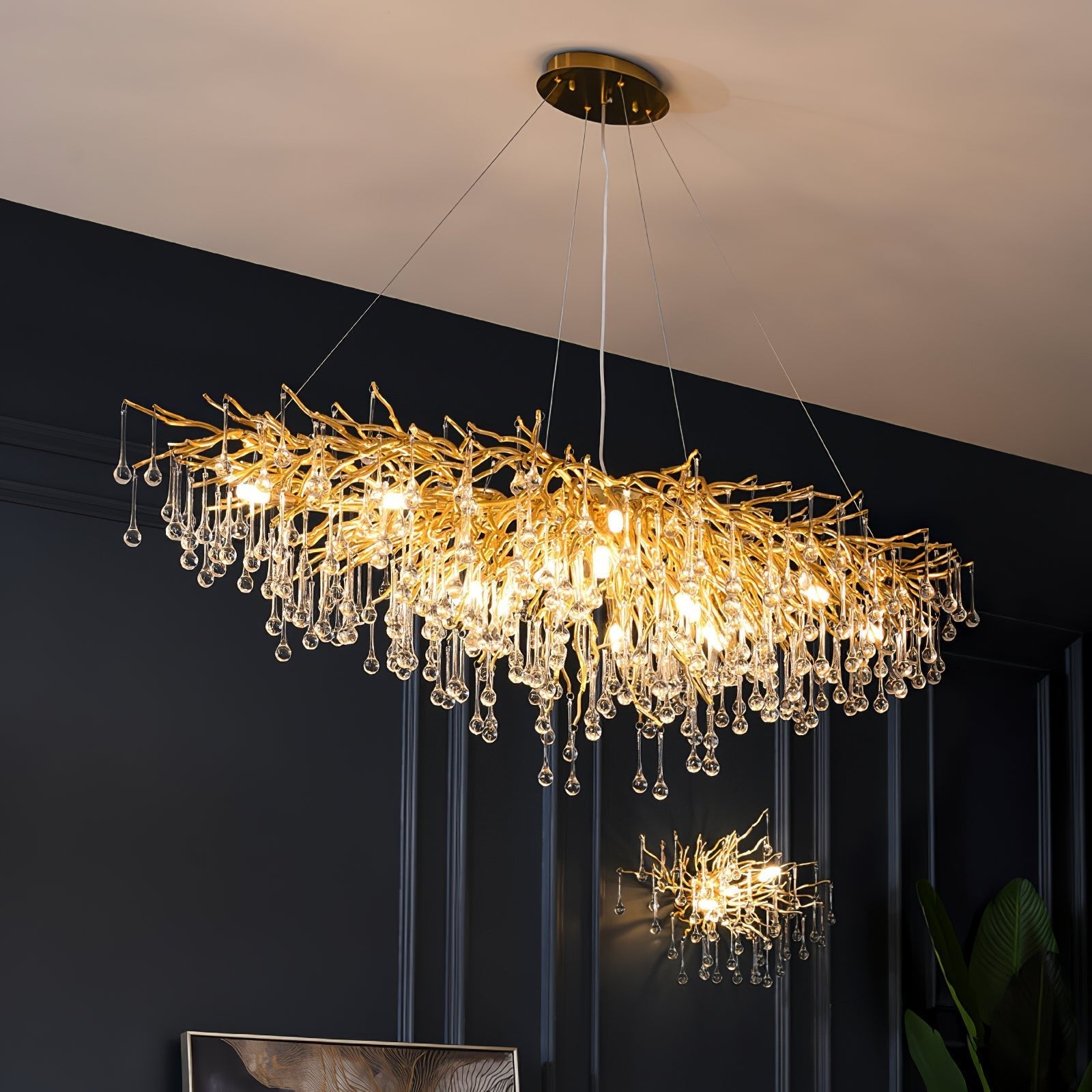 Lámpara de Techo Moderna de Cristal Teardrop con Acabado en Oro y Luz LED – Varios Tamaños Disponibles 5