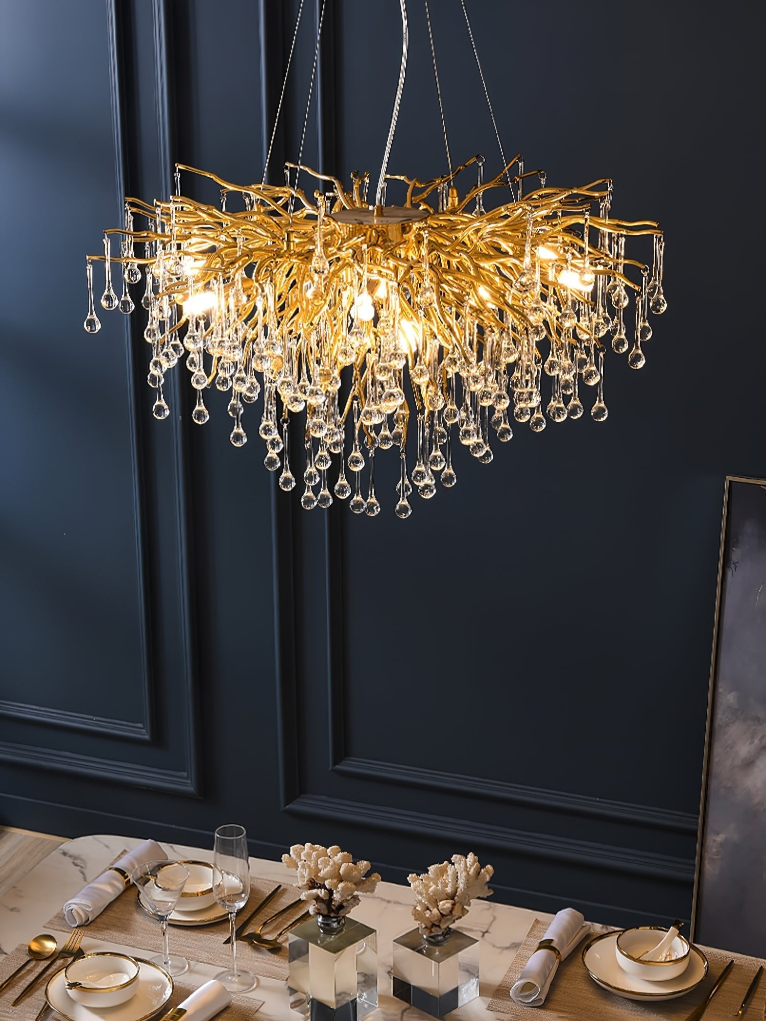 Lámpara de Techo Moderna de Cristal Teardrop con Acabado en Oro y Luz LED – Varios Tamaños Disponibles 6