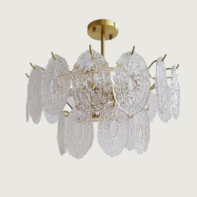 Lámpara de Techo Moderna de Cristal en Forma de Onda con Acabado en Oro – Varios Tamaños y Compatible con LED 0