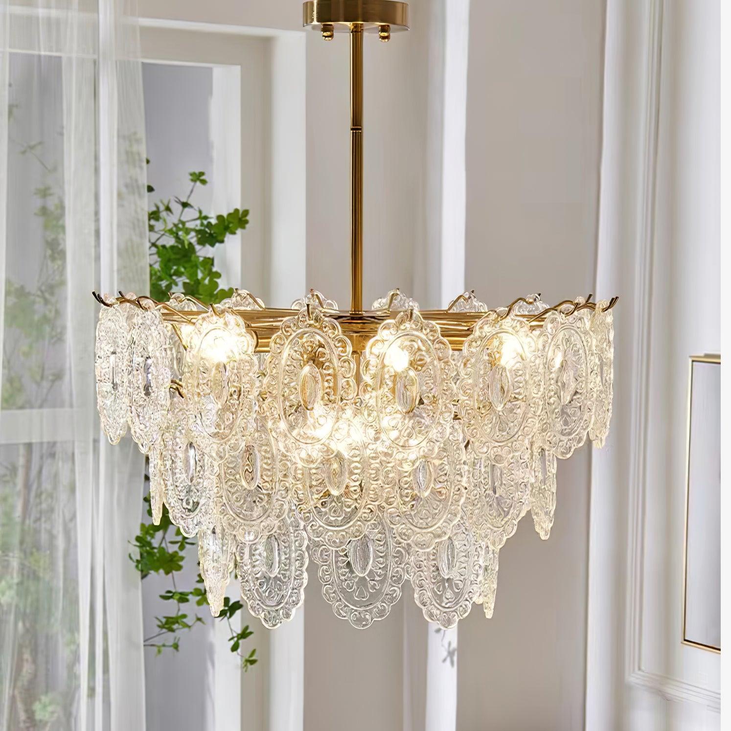 Lámpara de Techo Moderna de Cristal en Forma de Onda con Acabado en Oro – Varios Tamaños y Compatible con LED 5