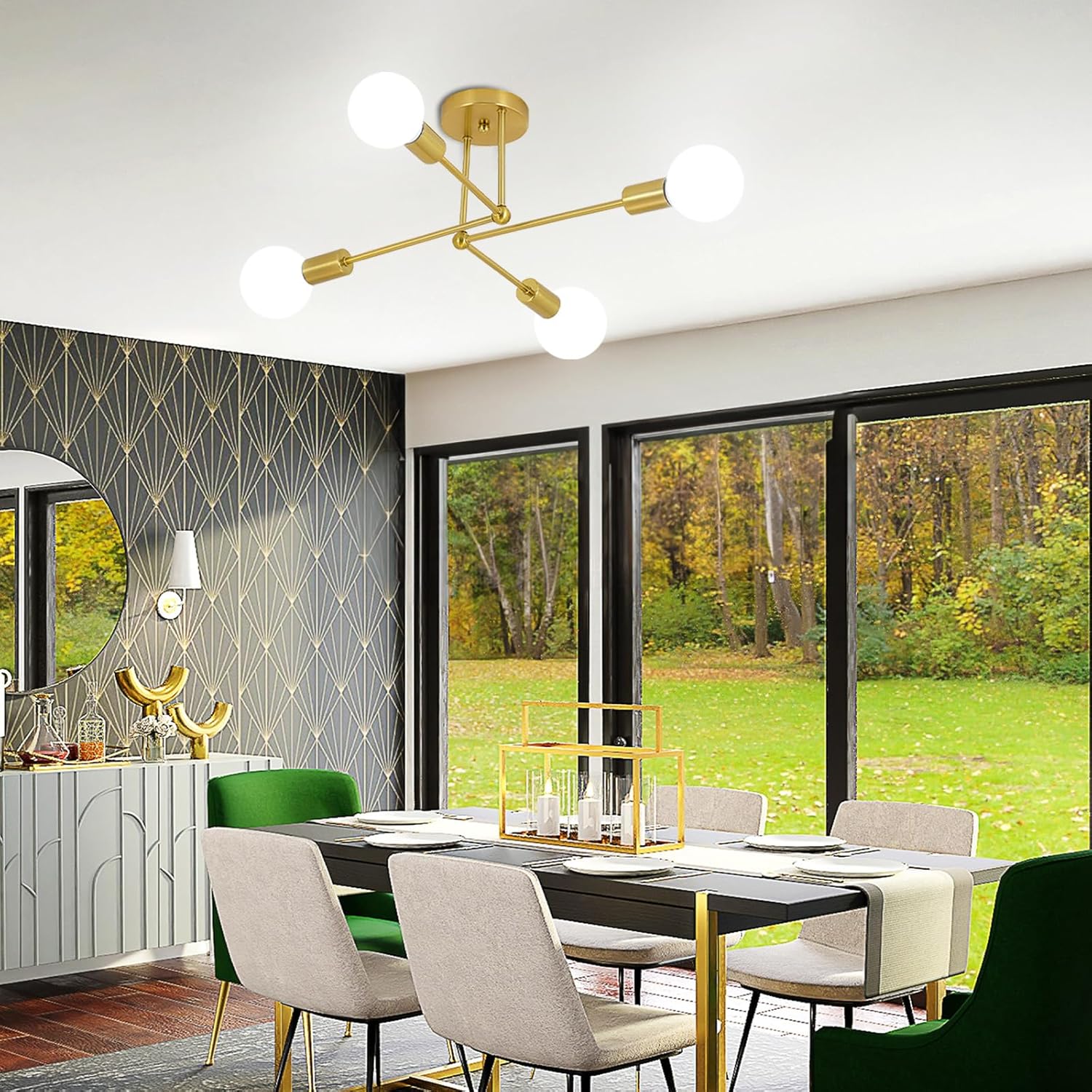 Lámpara de Techo Moderna de Hierro Dorado con Múltiples Fuentes de Luz para Salón y Dormitorio - Diseño Chic y Elegante 5