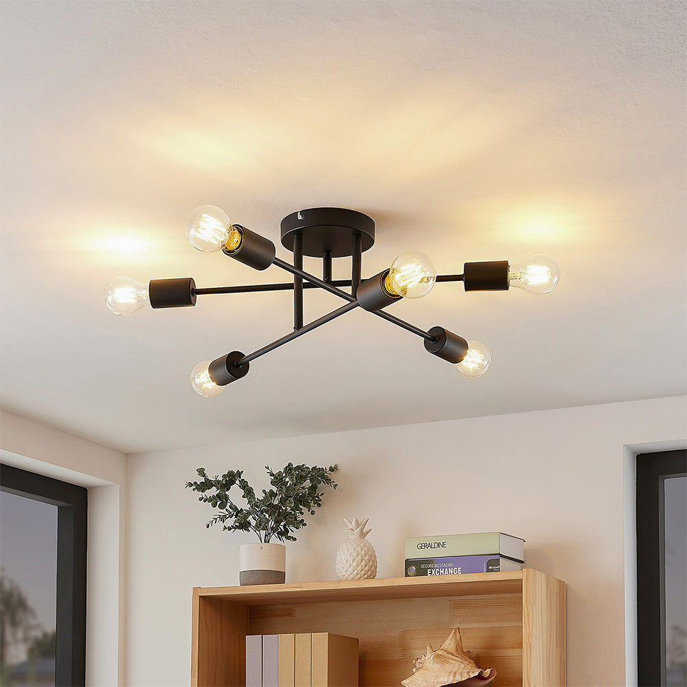 Lámpara de Techo Moderna de Hierro para Sala de Estar, Diseño Industrial Acogedor, Diámetro 56.5 cm, Base E27 0