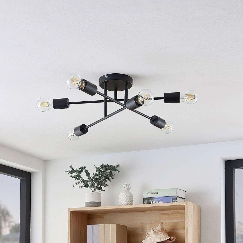 Lámpara de Techo Moderna de Hierro para Sala de Estar, Diseño Industrial Acogedor, Diámetro 56.5 cm, Base E27 1