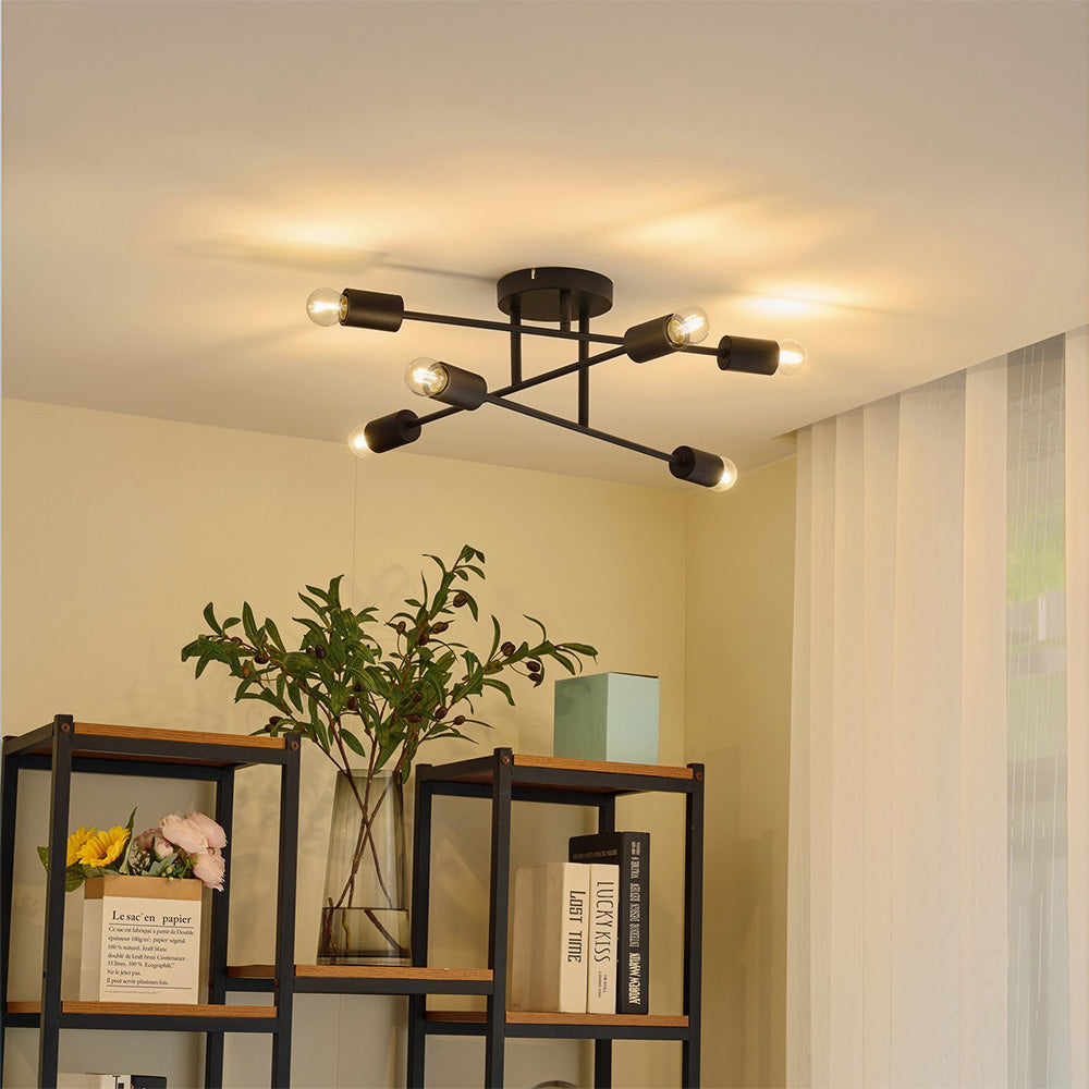 Lámpara de Techo Moderna de Hierro para Sala de Estar, Diseño Industrial Acogedor, Diámetro 56.5 cm, Base E27 2