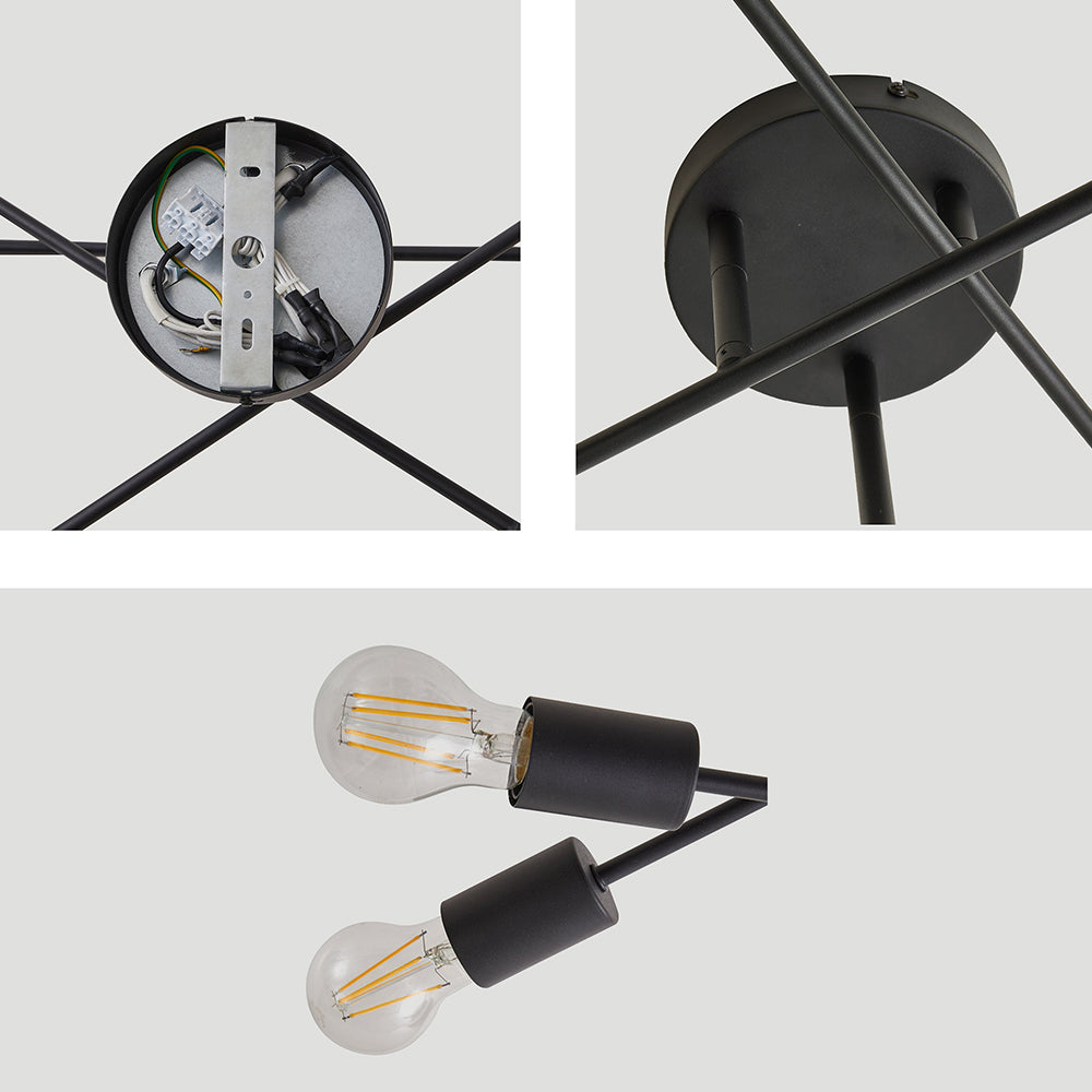 Lámpara de Techo Moderna de Hierro para Sala de Estar, Diseño Industrial Acogedor, Diámetro 56.5 cm, Base E27 7
