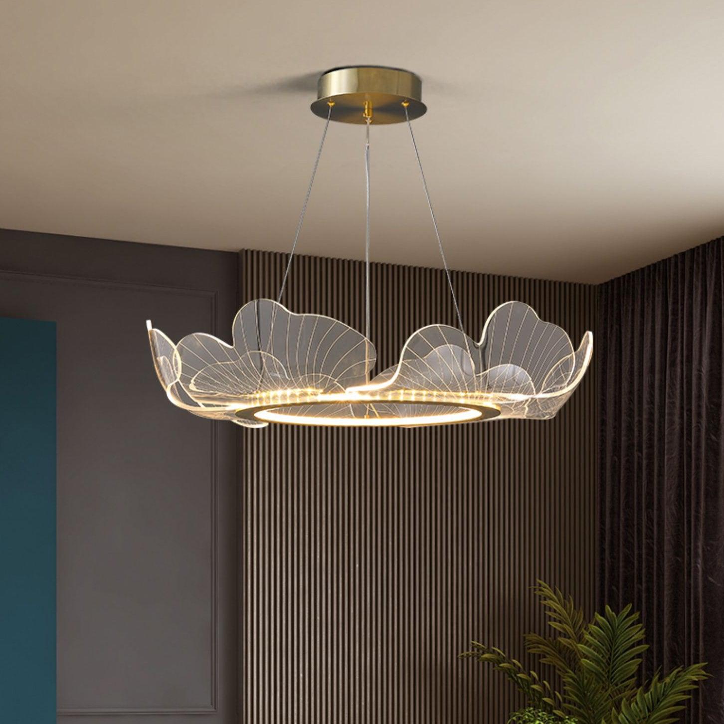 Lámpara de Techo Moderna en Forma de Hoja Dorada, Plafón LED para Oficina y Sala de Estar - Tres Tamaños Disponibles 3